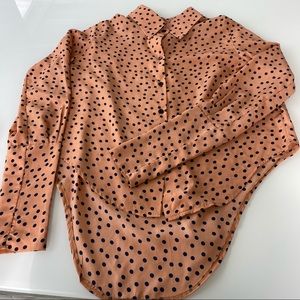 Polka Dot Asymmetrical Button Up
